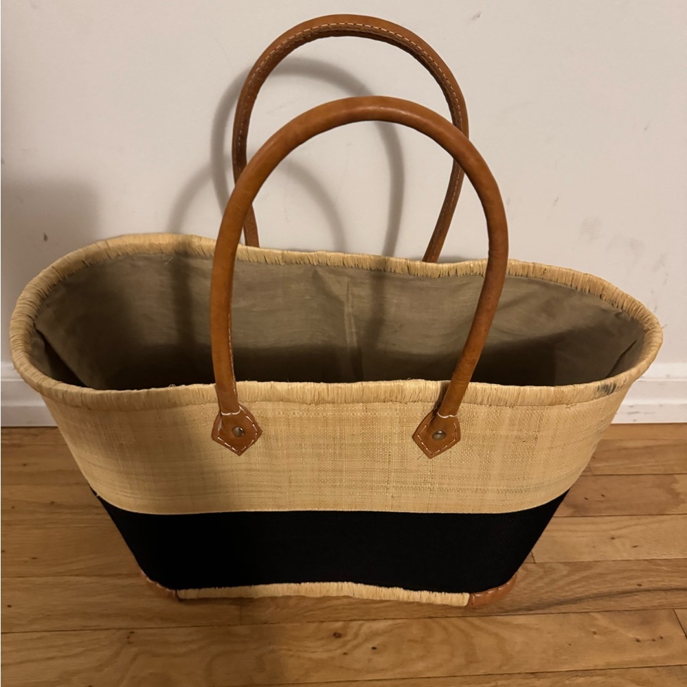 Italian Straw & Leather beach bag
